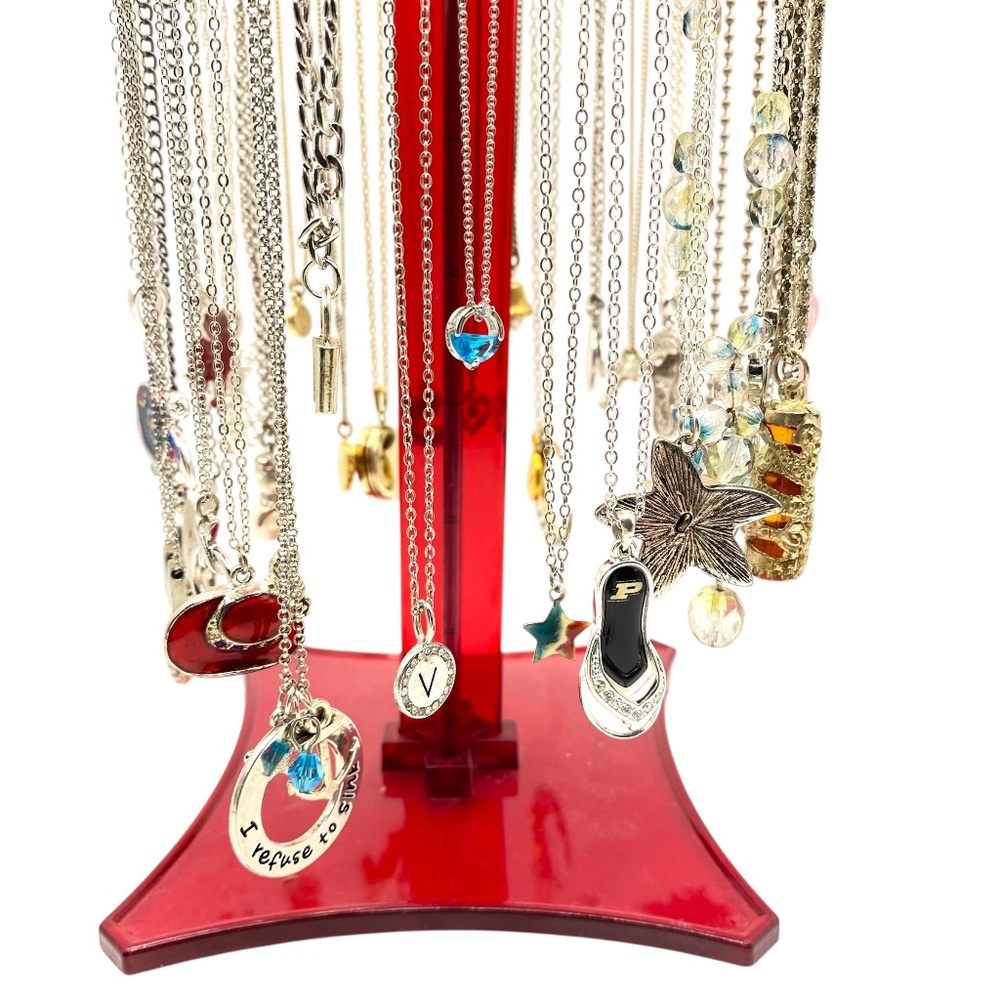 Necklace Lot Of 36 Silver & Goldtone Wearable Variety Bundle Pendants Chains